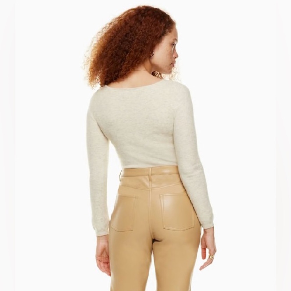 Aritzia Wilfred Wool Blend Greer Sweetheart Bustier Cream Sweater Size Small - Picture 5 of 14